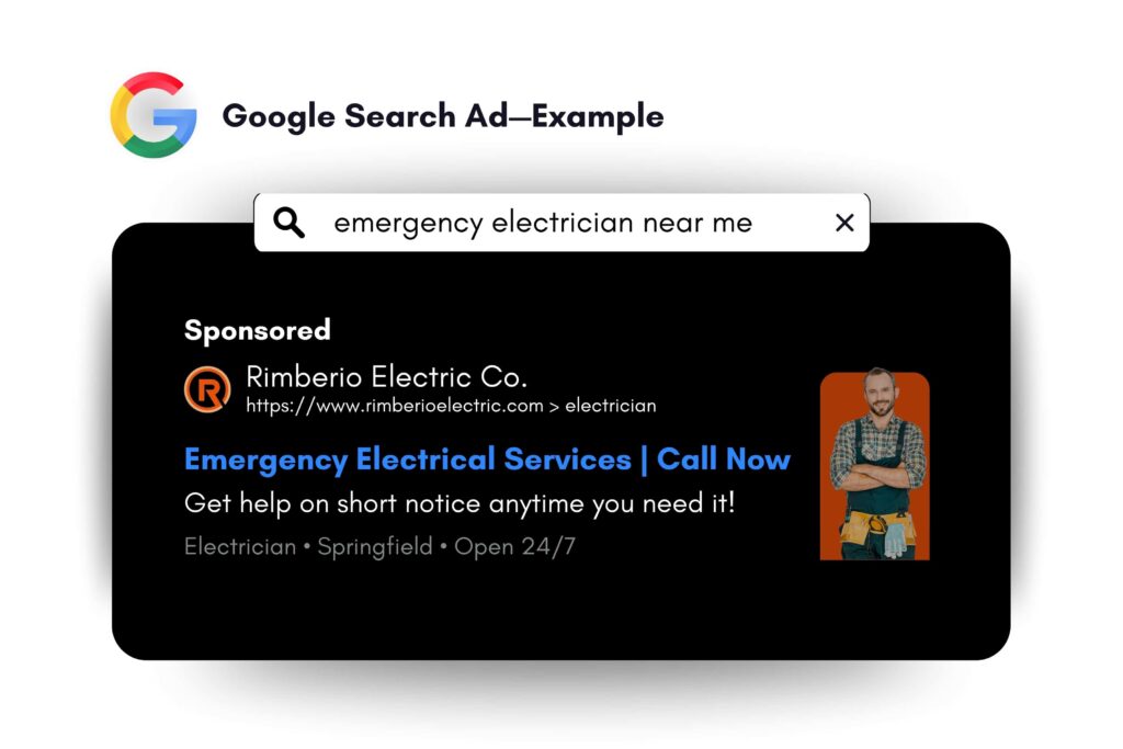 Home Services Advertising Example of Google Search Ad Result