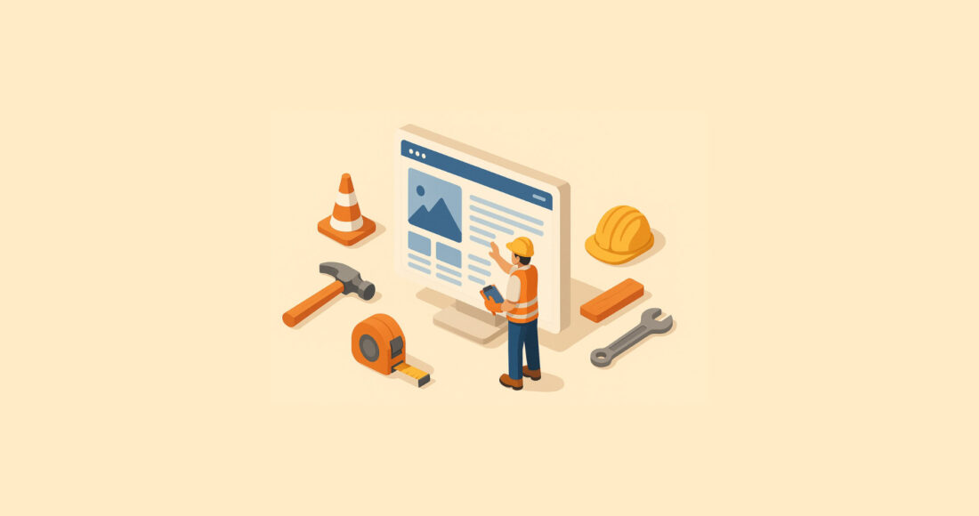 Isometric 3D Illustration for Article About Web Design for Contractors
