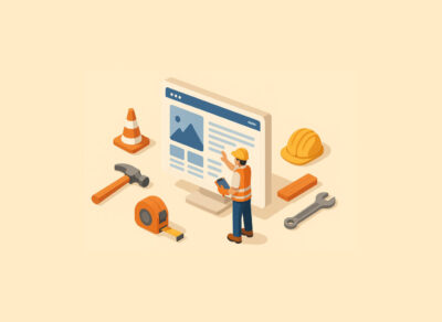 Isometric 3D Illustration for Article About Web Design for Contractors