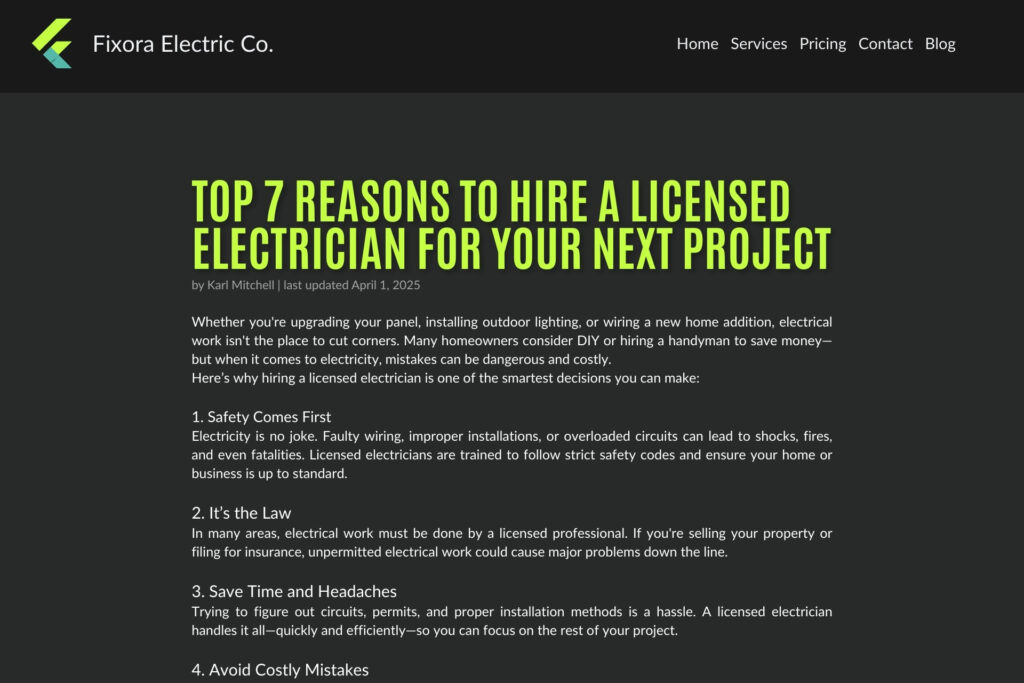 blogging-for-electrician-seo