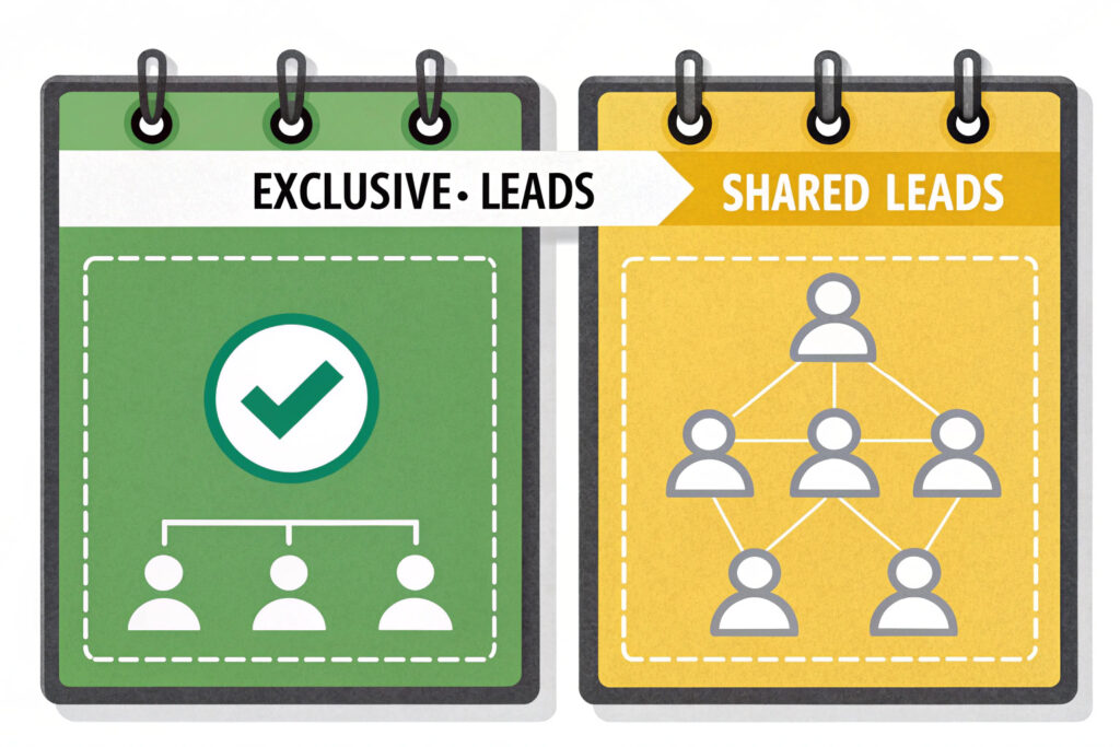 An Illustration Showing the Difference Between Shared and Exclusive HVAC Leads