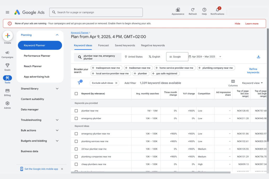 plumbing-ppc-keyword-research