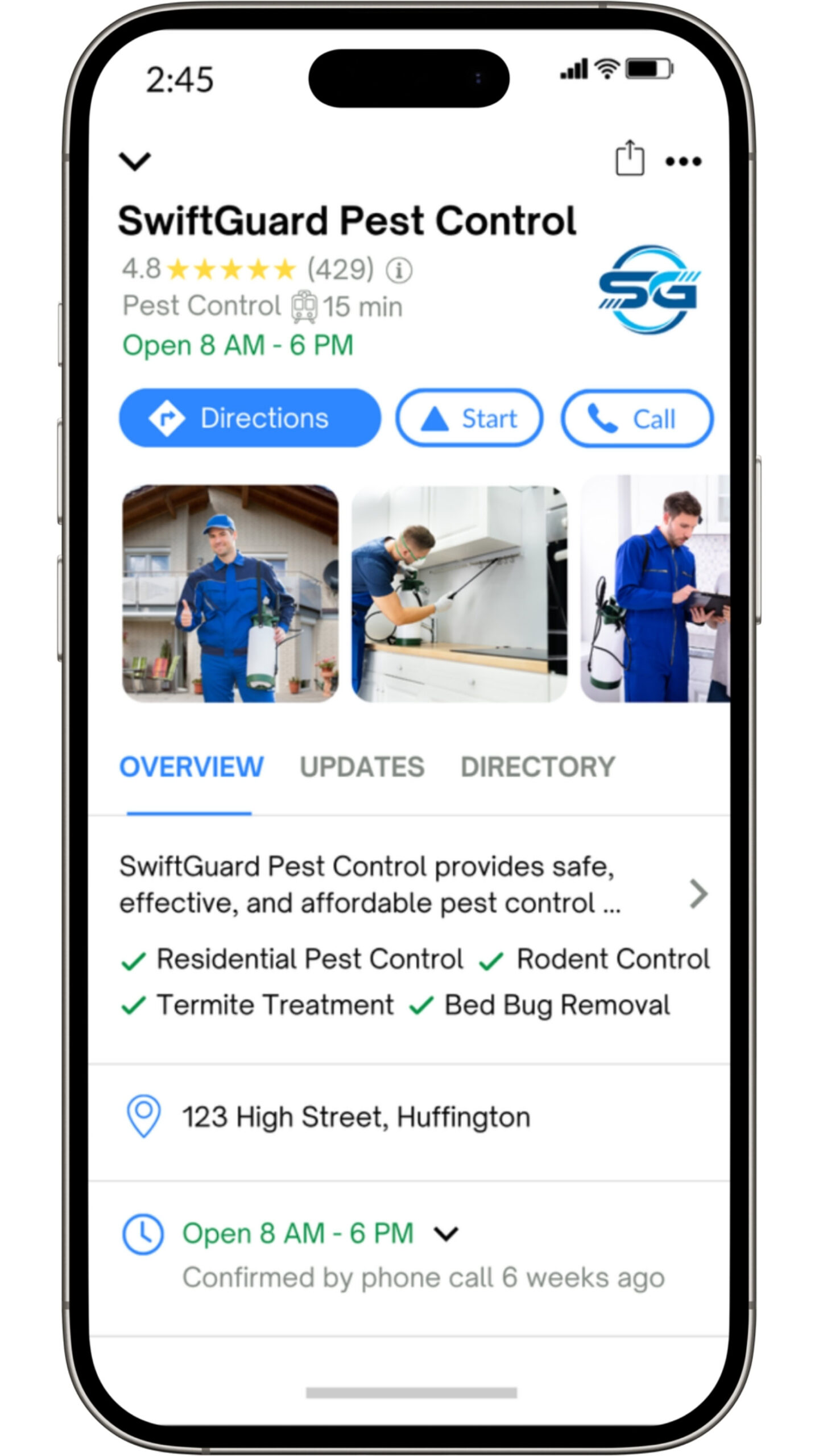 A google business profile optimized for pest control SEO