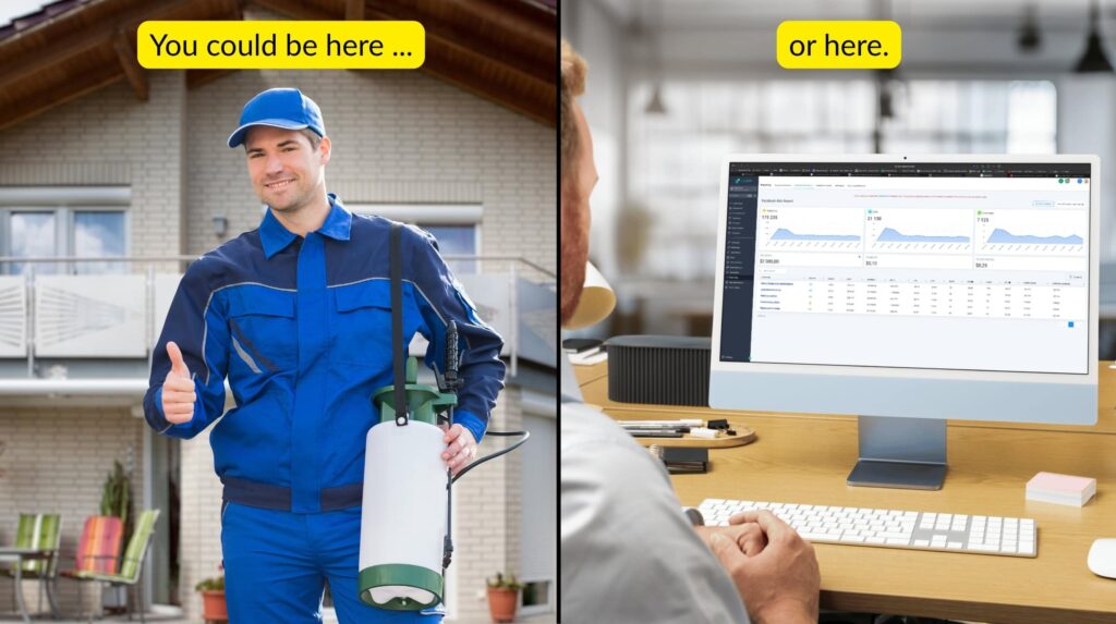 side by side showing pest control work and pest control SEO