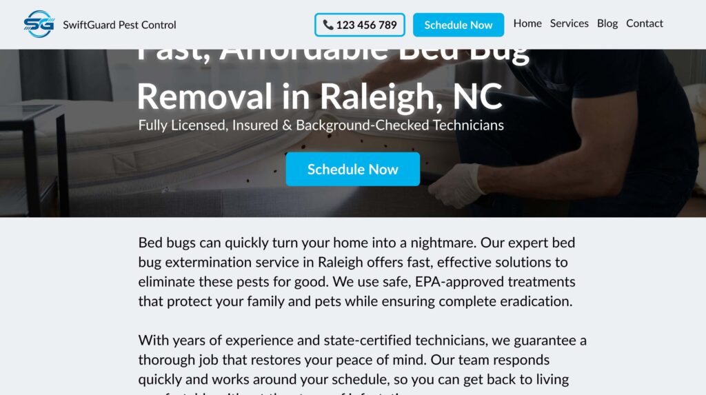 Clear calls to action helps SEO for pest control companies