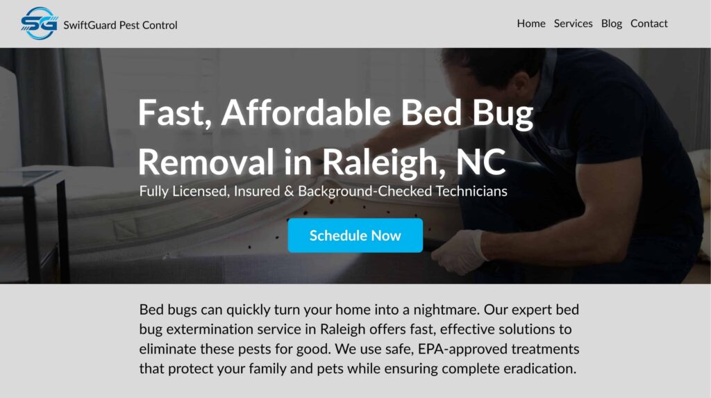 A service page for pest control that boosts pest control SEO
