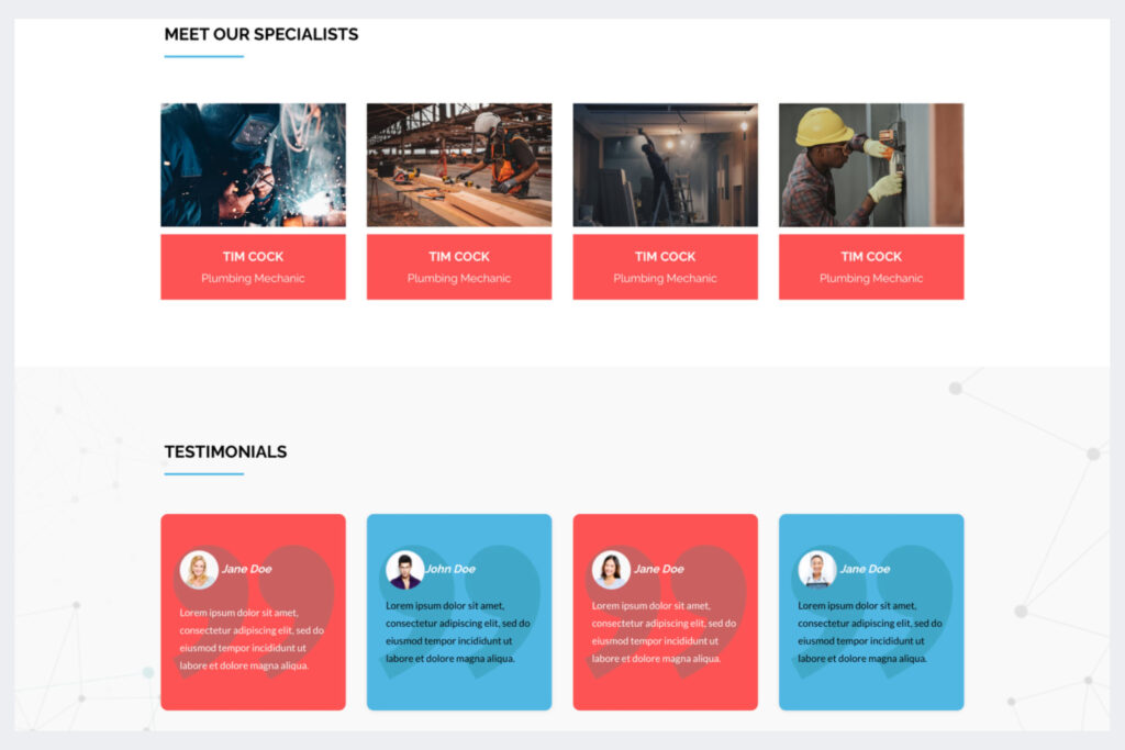 Hands-on plumbing web design showing commercial and residential services with clear visual hierarchy and trust signals.